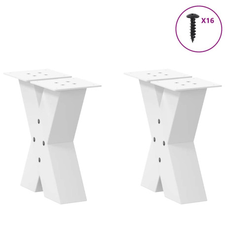 vidaXL Salontafelpoten 2 st X-vormig 30x(30-31) cm staal wit afbeelding3 - 1