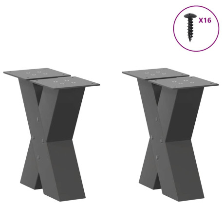 vidaXL Salontafelpoten 2 st X-vormig 30x(30-31) cm staal antraciet afbeelding3 - 1