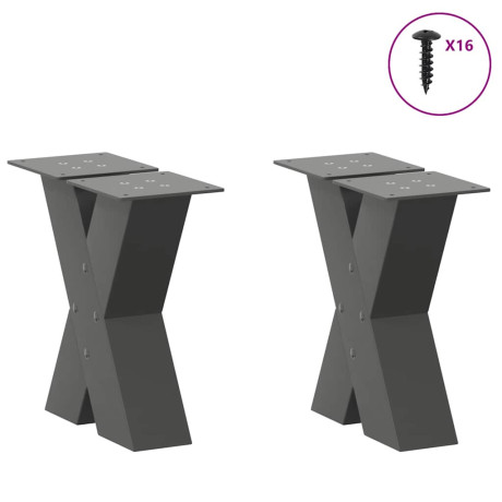 vidaXL Salontafelpoten 2 st X-vormig 40x(30-31) cm staal antraciet afbeelding3 - 1
