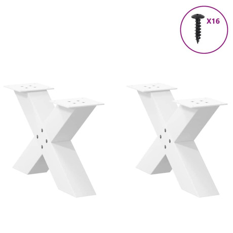 vidaXL Salontafelpoten 2 st X-vormig 60x(30-31) cm staal wit afbeelding3 - 1