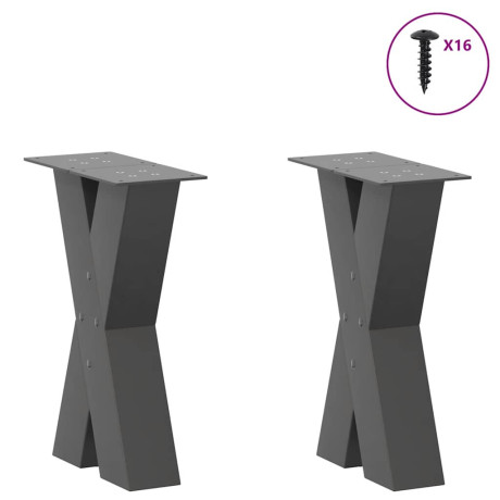 vidaXL Salontafelpoten 2 st X-vormig 38x(42-43) cm staal antraciet afbeelding3 - 1