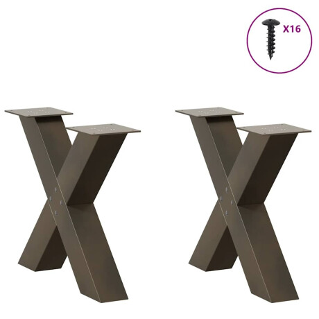 vidaXL Salontafelpoten 2 st X-vormig 60x(42-43) cm staal naturel afbeelding3 - 1