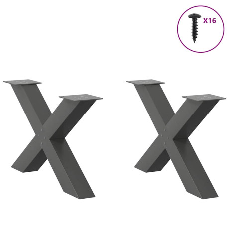 vidaXL Salontafelpoten 2 st X-vormig 70x(42-43) cm staal antraciet afbeelding3 - 1