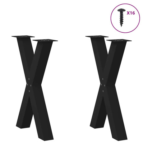 vidaXL Eettafelpoten 2 st X-vormig 50x(72-73) cm staal zwart afbeelding3 - 1