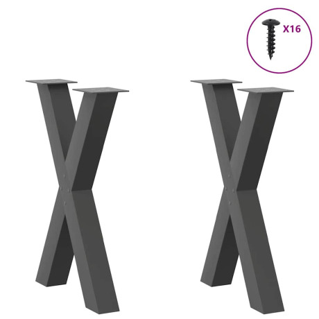 vidaXL Eettafelpoten 2 st X-vormig 60x(72-73) cm staal antraciet afbeelding3 - 1