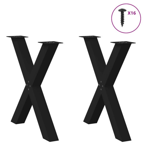 vidaXL Eettafelpoten 2 st X-vormig 80x(72-73) cm staal zwart afbeelding3 - 1