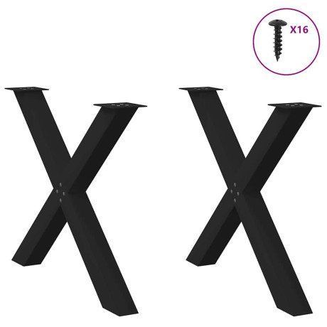 vidaXL Eettafelpoten 2 st X-vormig 90x(72-73) cm staal zwart afbeelding3 - 1