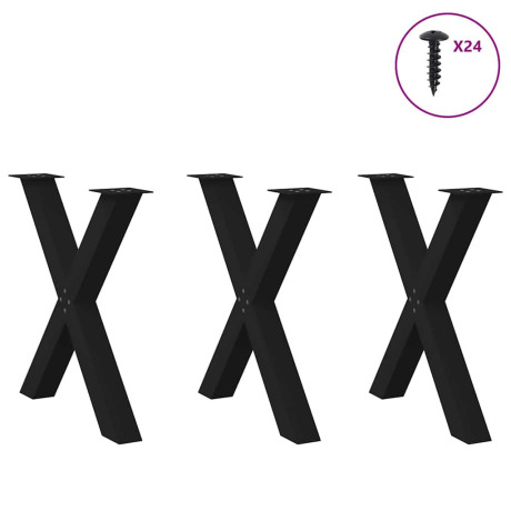 vidaXL Eettafelpoten 3 st X-vormig 70x(72-73) cm staal zwart afbeelding3 - 1