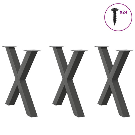 vidaXL Eettafelpoten 3 st X-vormig 80x(72-73) cm staal antraciet afbeelding3 - 1