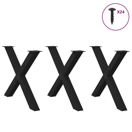 vidaXL Eettafelpoten 3 st X-vormig 90x(72-73) cm staal zwart afbeelding3 - 1