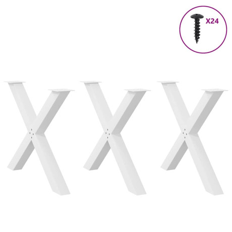 vidaXL Eettafelpoten 3 st X-vormig 90x(72-73) cm staal wit afbeelding3 - 1