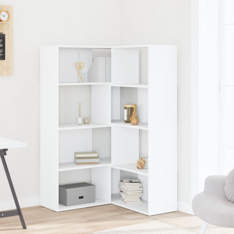 vidaXL Boekenkast 4-laags hoek 85x85x140 cm bewerkt hout wit afbeelding3 - 1