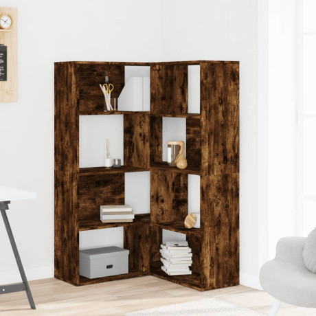 vidaXL Boekenkast 4-laags hoek 85x85x140 cm bewerkt hout gerookt eiken afbeelding3 - 1