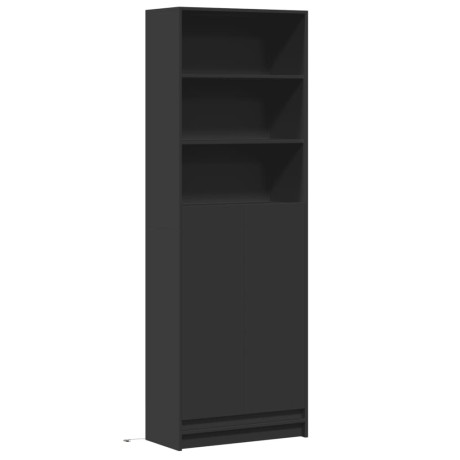 vidaXL Hoge kast met LED 69x32,5x200 cm bewerkt hout zwart afbeelding3 - 1