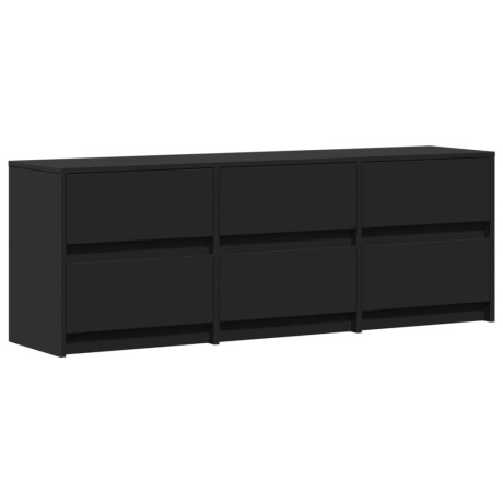 vidaXL Tv-meubel met LED 140x34x50 cm bewerkt hout zwart afbeelding3 - 1