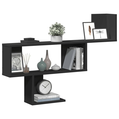 vidaXL Wandschap 100x15x70 cm bewerkt hout zwart afbeelding3 - 1