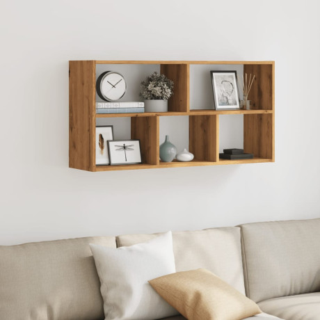 vidaXL Wandschap 100x25x50 cm bewerkt hout artisanaal eikenkleurig afbeelding3 - 1