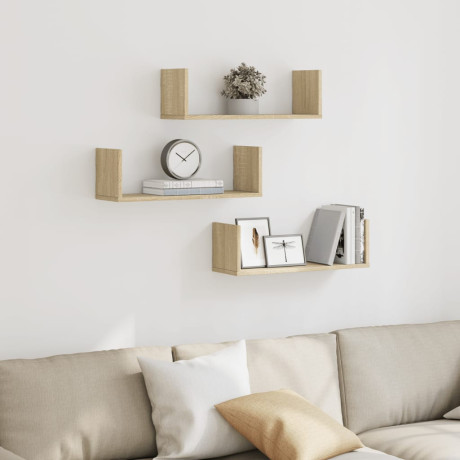 vidaXL Wandschappen 3 st 58x18x18 cm spaanplaat sonoma eikenkleurig afbeelding3 - 1