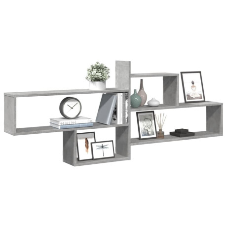 vidaXL Wandschap 167,5x18x68 cm bewerkt hout betongrijs afbeelding3 - 1