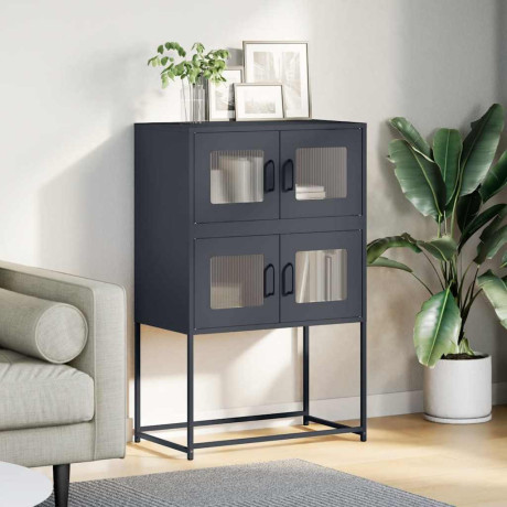 vidaXL Hoge kast 68x39x107 cm staal antracietkleurig afbeelding3 - 1