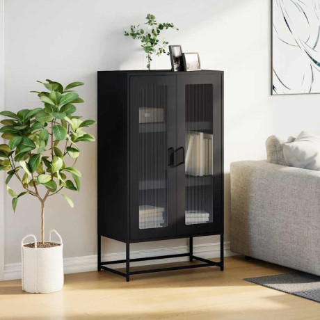 vidaXL Hoge kast 68x39x123 cm staal zwart afbeelding3 - 1