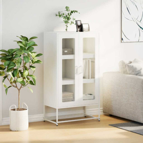 vidaXL Hoge kast 68x39x123 cm staal wit afbeelding3 - 1