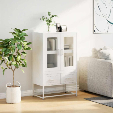 vidaXL Hoge kast 68x39x111,5 cm staal wit afbeelding3 - 1