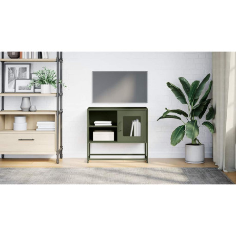 vidaXL Tv-meubel 68x39x60,5 cm staal olijfgroen afbeelding3 - 1