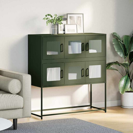 vidaXL Dressoir 100,5x39x107 cm koudgewalst staal olijfgroen afbeelding3 - 1