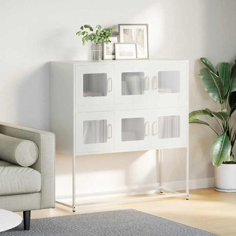 vidaXL Dressoir 100,5x39x107 cm koudgewalst staal wit afbeelding3 - 1