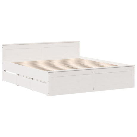 vidaXL Bedframe zonder matras met hoofdbord grenenhout wit 200x200 cm afbeelding3 - 1