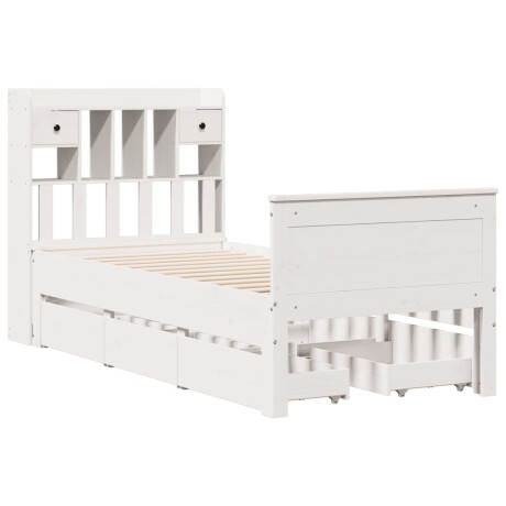 vidaXL Bed met boekenkast zonder matras grenenhout wit 90x200 cm afbeelding3 - 1