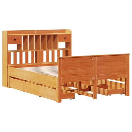 vidaXL Bed met boekenkast zonder matras grenenhout wasbruin 140x190 cm afbeelding3 - 1