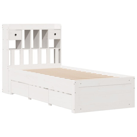 vidaXL Bed met boekenkast zonder matras grenenhout wit 90x200 cm afbeelding3 - 1