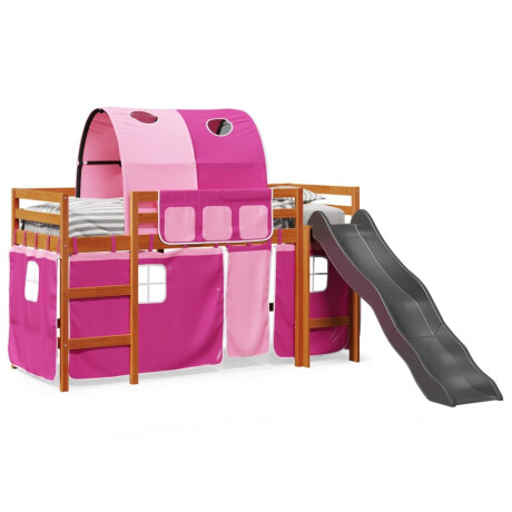 vidaXL Kinderhoogslaper met tunnel 80x200 cm massief grenenhout roze afbeelding3 - 1