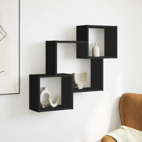 vidaXL Wandkast 78x18x71 cm bewerkt hout zwart afbeelding3 - 1