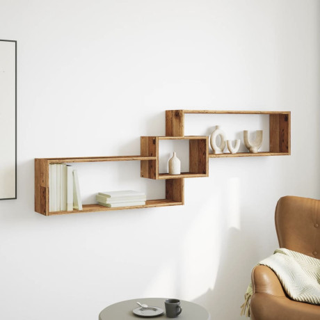 vidaXL Wandkast 158x18x53 cm bewerkt hout oud houtkleurig afbeelding3 - 1