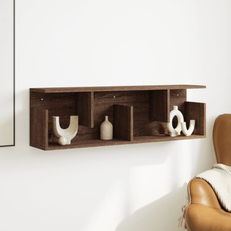 vidaXL Wandkast 100x20x30 cm bewerkt hout bruin eikenkleur afbeelding3 - 1