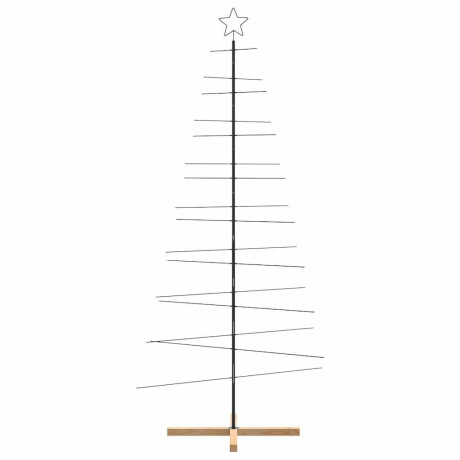 vidaXL Kerstdecoratie kerstboom met houten basis 210 cm metaal zwart afbeelding3 - 1