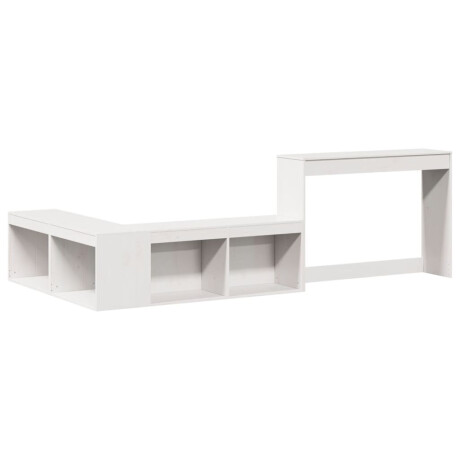 vidaXL Nachtkastje met bureau 232x122x75 cm massief grenenhout wit afbeelding3 - 1