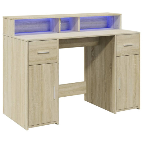 vidaXL Bureau met LED-verlichting 120x55x91 cm hout sonoma eikenkleur afbeelding3 - 1