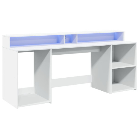 vidaXL Bureau met LED-verlichting 200x55x91 cm bewerkt hout wit afbeelding3 - 1