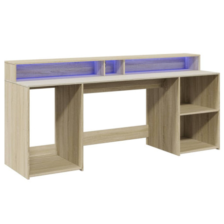 vidaXL Bureau met LED-verlichting 200x55x91 cm hout sonoma eikenkleur afbeelding3 - 1