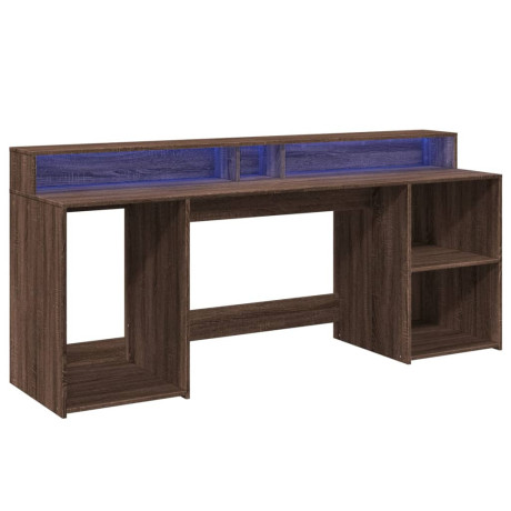 vidaXL Bureau met LED-verlichting 200x55x91 cm hout bruin eikenkleurig afbeelding3 - 1