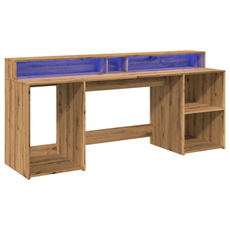 vidaXL Bureau met LED-verlichting 200x55x91 cm hout artisanaal eiken afbeelding3 - 1