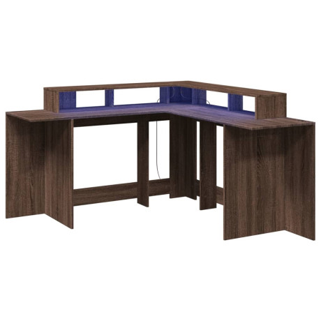 vidaXL Bureau met LED-verlichting 152x152x91 cm hout bruin eikenkleur afbeelding3 - 1