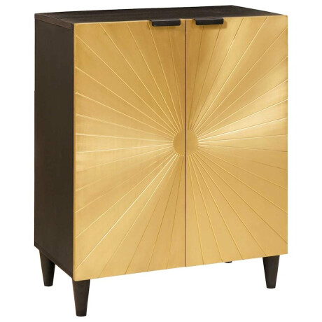 vidaXL Dressoir 3 pcs Zwart en Goud 60 x 33 x 75 cm massief mangohout afbeelding3 - 1