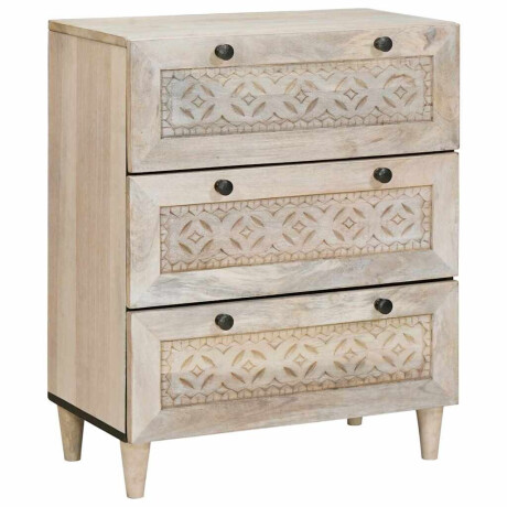 vidaXL Dressoir 2 pcs Wit 60 x 33 x 75 cm massief mangohout afbeelding3 - 1