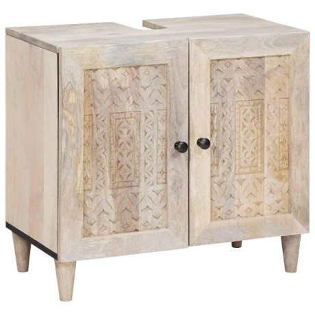 vidaXL Badkamermeubelset 2 pcs Wit 62 x 33 x 58 cm massief mangohout afbeelding3 - 1