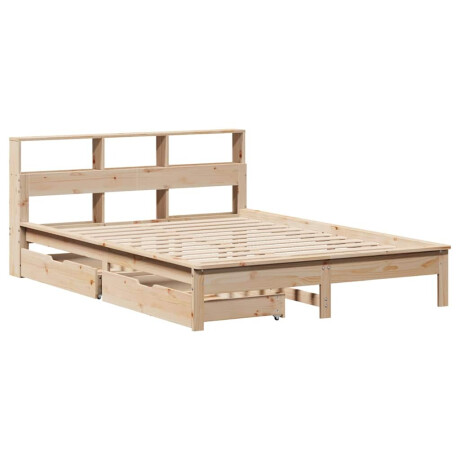 vidaXL Bed met boekenkast zonder matras massief grenenhout 135x190 cm afbeelding3 - 1